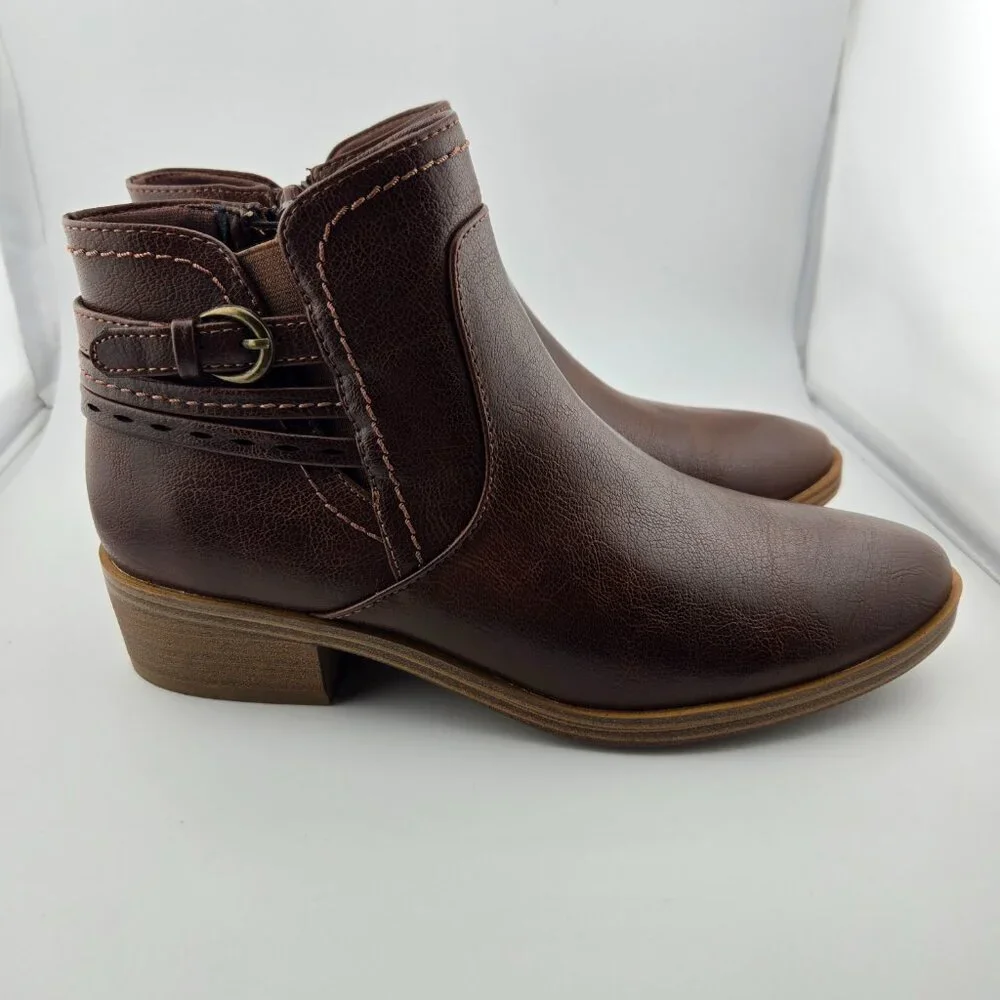 BareTraps Medley Brown Ankle Boots Women’s Size 6.5M Side Zip Booties